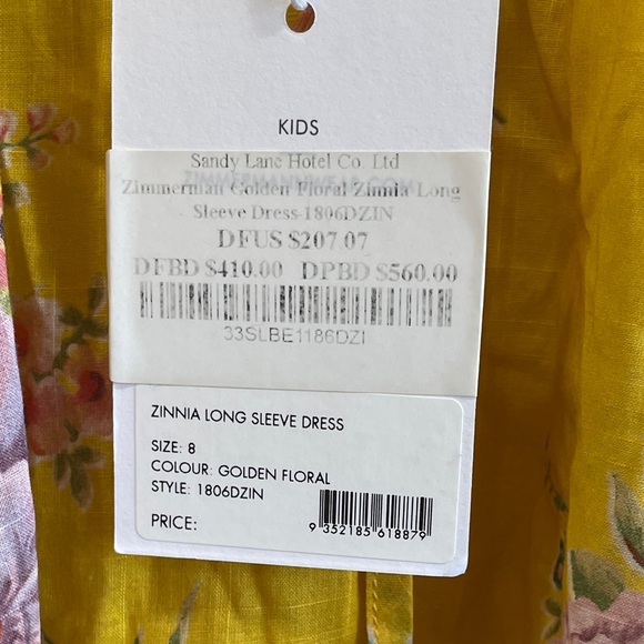 Zimmermann Floral Yellow Dress NWT. Size 8 - Picture 5 of 8